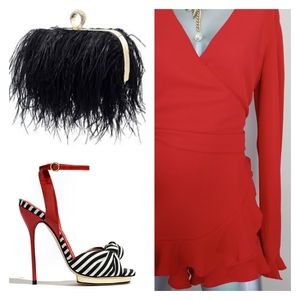 Lea & Viola "FIRE" Cocktail Ruffle Wrap Style Dainty Romper